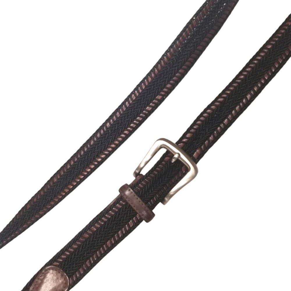 Torino Brown & Black Woven Braided Stretch‎ Elastic Belt Mens 44 Causal Buisness